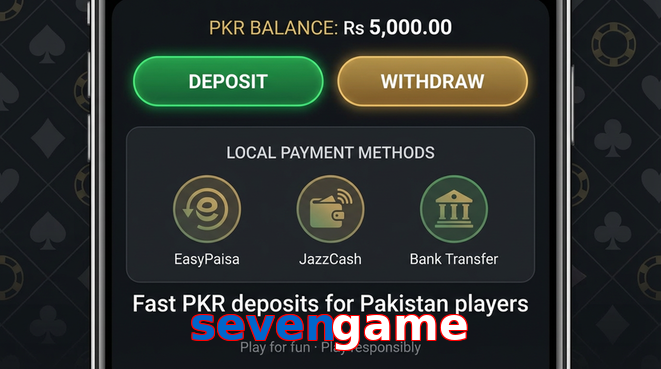 Deposit and withdrawal screen with PKR methods